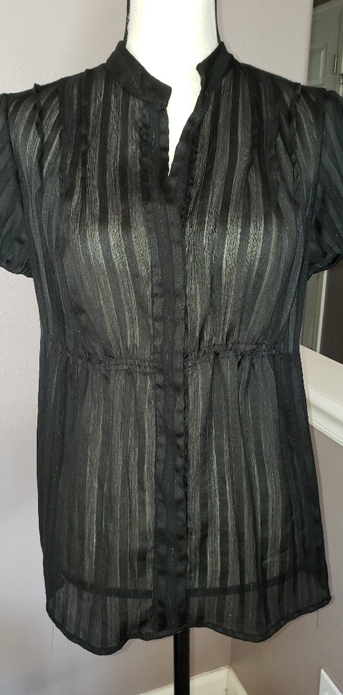 NWOT Mossimo Black Sheer Top Sz L
